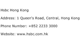 Hsbc Hong Kong Address Contact Number