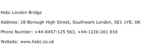 Hsbc London Bridge Address Contact Number