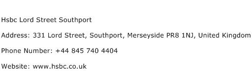 Hsbc Lord Street Southport Address Contact Number