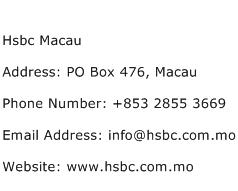 Hsbc Macau Address Contact Number