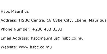 Hsbc Mauritius Address Contact Number