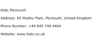 Hsbc Plymouth Address Contact Number
