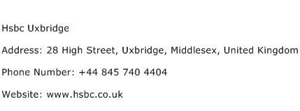 Hsbc Uxbridge Address Contact Number