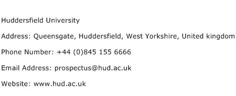 Huddersfield University Address Contact Number
