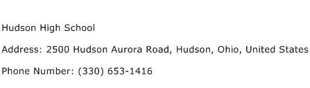 Hudson High School Address Contact Number