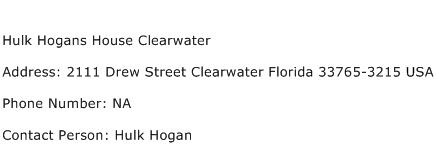 Hulk Hogans House Clearwater Address Contact Number