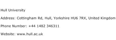 Hull University Address Contact Number