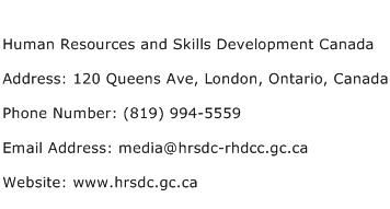 Human Resources and Skills Development Canada Address Contact Number
