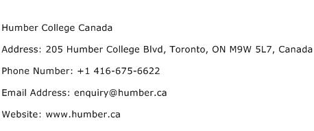 Humber College Canada Address Contact Number