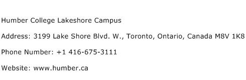 Humber College Lakeshore Campus Address Contact Number