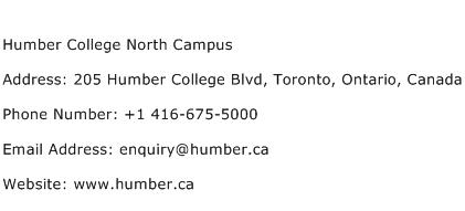 Humber College North Campus Address Contact Number