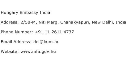 Hungary Embassy India Address Contact Number