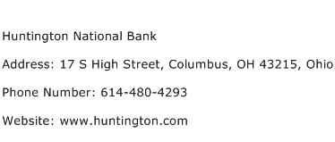 Huntington National Bank Address Contact Number