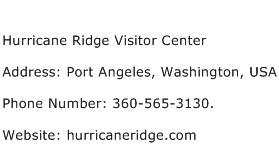 Hurricane Ridge Visitor Center Address Contact Number
