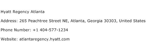 Hyatt Regency Atlanta Address Contact Number