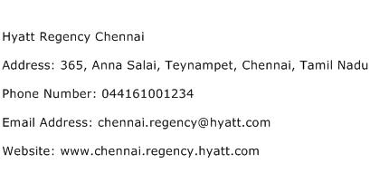 Hyatt Regency Chennai Address Contact Number