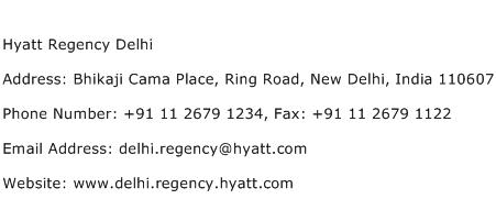 Hyatt Regency Delhi Address Contact Number