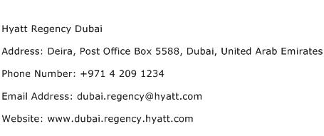 Hyatt Regency Dubai Address Contact Number