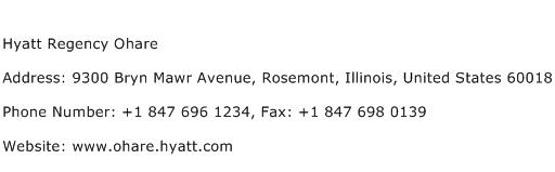 Hyatt Regency Ohare Address Contact Number