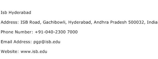 ISB Hyderabad Address Contact Number