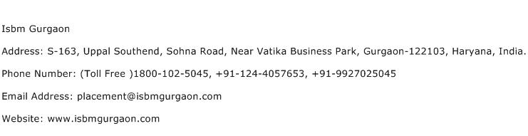 ISBM Gurgaon Address Contact Number