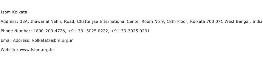 ISBM Kolkata Address Contact Number