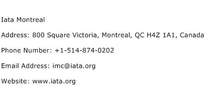 Iata Montreal Address Contact Number