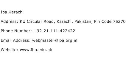 Iba Karachi Address Contact Number