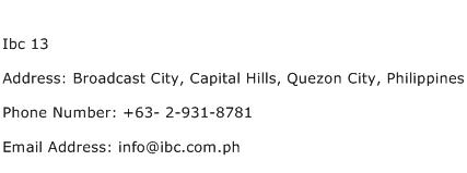 Ibc 13 Address Contact Number