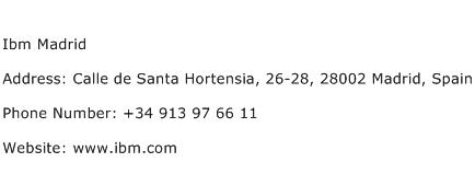 Ibm Madrid Address Contact Number