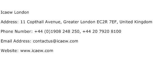 Icaew London Address Contact Number