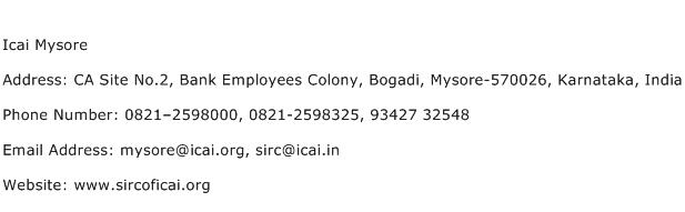 Icai Mysore Address Contact Number
