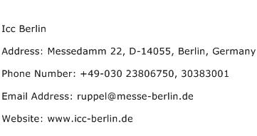 Icc Berlin Address Contact Number
