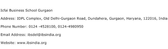 Icfai Business School Gurgaon Address Contact Number