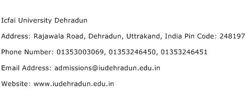 Icfai University Dehradun Address Contact Number