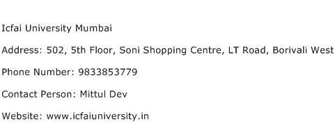 Icfai University Mumbai Address Contact Number