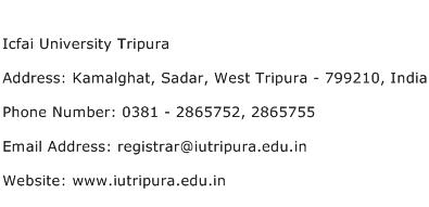 Icfai University Tripura Address Contact Number
