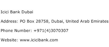 Icici Bank Dubai Address Contact Number