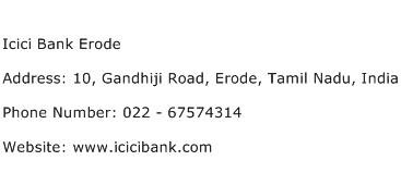 Icici Bank Erode Address Contact Number