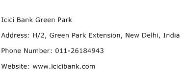 Icici Bank Green Park Address Contact Number