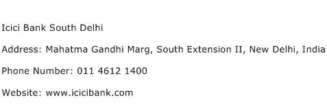 Icici Bank South Delhi Address Contact Number