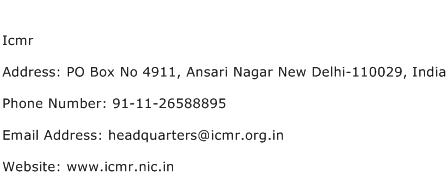 Icmr Address Contact Number