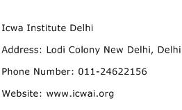 Icwa Institute Delhi Address Contact Number