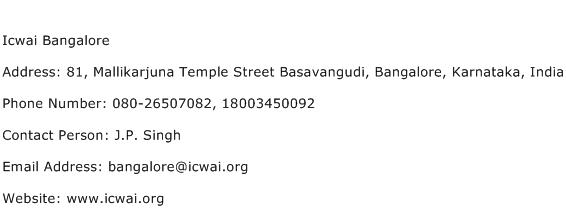 Icwai Bangalore Address Contact Number