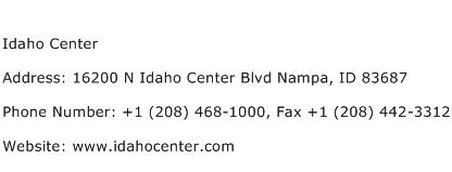 Idaho Center Address Contact Number