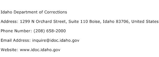 Idaho Department of Corrections Address Contact Number