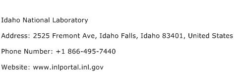 Idaho National Laboratory Address Contact Number