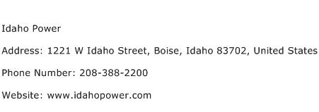 Idaho Power Address Contact Number