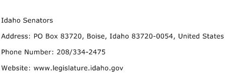 Idaho Senators Address Contact Number