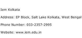 Iem Kolkata Address Contact Number